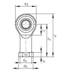 桿端軸承 GIKPSR12-PS, 根據(jù) DIN ISO 12 240-4 標(biāo)準(zhǔn)，特種鋼材料，帶右旋內(nèi)螺紋，免維護(hù)