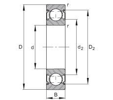 深溝球軸承 6202-C-2Z, 修正的內(nèi)部結(jié)構(gòu)（C 代），根據(jù) DIN 625-1 標(biāo)準(zhǔn)的主要尺寸，兩側(cè)間隙密封