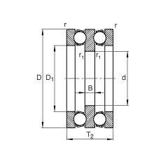 推力深溝球軸承 52316, 根據(jù) DIN 711/ISO 104 標(biāo)準(zhǔn)的主要尺寸，雙向，可分離