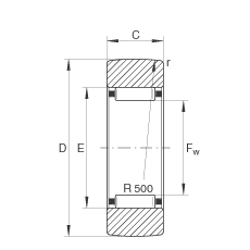 支撐型滾輪 RSTO25, 無(wú)軸向引導(dǎo)，外圈無(wú)擋邊