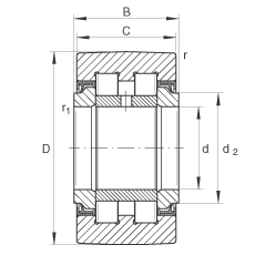 支撐型滾輪 PWTR30-2RS, 滿裝滾子，軸向引導(dǎo)，兩側(cè)唇密封