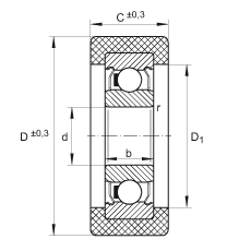 滾輪 KLRZ10X30X10-2Z, 帶塑料箍，兩側(cè)密封