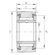 支撐型滾輪 NATV20-PP, 滿裝滾針，軸向引導(dǎo)，兩側(cè)用推力滑動(dòng)墊圈