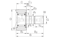 螺栓型滾輪 KR35, 軸向引導(dǎo)，兩側(cè)間隙密封