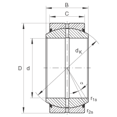 關(guān)節(jié)軸承 GE80-DO-2RS, 根據(jù) DIN ISO 12 240-1 標(biāo)準(zhǔn), 需維護(hù)，兩側(cè)唇密封