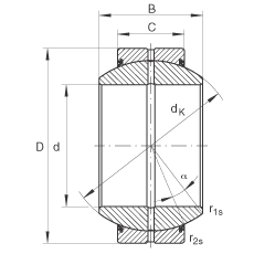 關(guān)節(jié)軸承 GE280-FO-2RS, 根據(jù) DIN ISO 12 240-1 標(biāo)準(zhǔn), 需維護(hù)，兩側(cè)唇密封