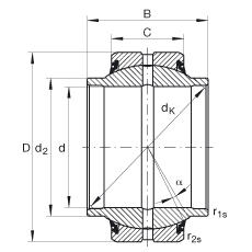 關(guān)節(jié)軸承 GE80-HO-2RS, 根據(jù) DIN ISO 12 240-1 標(biāo)準(zhǔn), 需維護(hù)，兩側(cè)唇密封