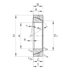 角接觸關(guān)節(jié)軸承 GE55-SX, 根據(jù) DIN ISO 12 240-2 標(biāo)準(zhǔn)，需維護(hù)