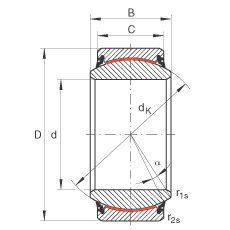 關(guān)節(jié)軸承 GE45-UK-2RS, 根據(jù) DIN ISO 12 240-1 標(biāo)準(zhǔn), 免維護(hù)，兩側(cè)唇密封