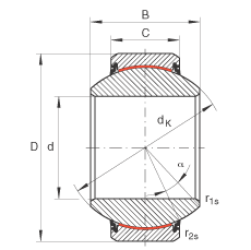 關(guān)節(jié)軸承 GE45-FW-2RS, 根據(jù) DIN ISO 12 240-1 標(biāo)準(zhǔn), 免維護(hù)，兩側(cè)唇密封