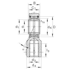 液壓桿端軸承 GIHNRK25-LO, 根據(jù) DIN ISO 12 240-4 標(biāo)準(zhǔn)，帶右旋螺紋夾緊裝置，需維護(hù)