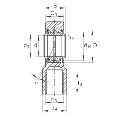 液壓桿端軸承 GIHNRK110-LO, 根據(jù) DIN ISO 12 240-4 標(biāo)準(zhǔn)，帶右旋螺紋夾緊裝置，需維護(hù)