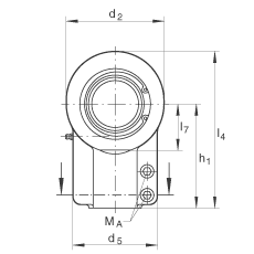 液壓桿端軸承 GIHNRK110-LO, 根據(jù) DIN ISO 12 240-4 標(biāo)準(zhǔn)，帶右旋螺紋夾緊裝置，需維護(hù)