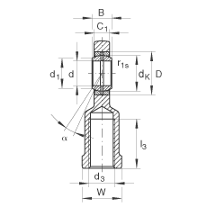 桿端軸承 GIL15-DO, 根據(jù) DIN ISO 12 240-4 標(biāo)準(zhǔn)，帶左旋內(nèi)螺紋，需維護(hù)