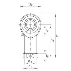 桿端軸承 GIKL14-PB, 根據(jù) DIN ISO 12 240-4 標(biāo)準(zhǔn)，帶左旋內(nèi)螺紋，需維護(hù)