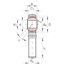 桿端軸承 GAKL25-PW, 根據(jù) DIN ISO 12 240-4 標準，帶左旋外螺紋，需維護