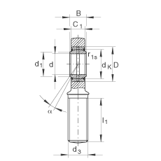 桿端軸承 GAL10-DO, 根據(jù) DIN ISO 12 240-4 標(biāo)準(zhǔn)，帶左旋外螺紋，需維護(hù)