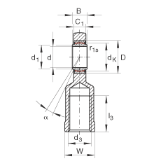 桿端軸承 GIL6-UK, 根據(jù) DIN ISO 12 240-4 標準，帶左旋內(nèi)螺紋，需維護