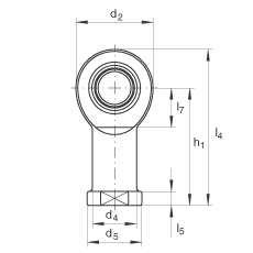 桿端軸承 GIL6-UK, 根據(jù) DIN ISO 12 240-4 標準，帶左旋內(nèi)螺紋，需維護