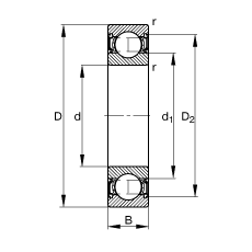 深溝球軸承 6213-2RSR, 根據(jù) DIN 625-1 標(biāo)準(zhǔn)的主要尺寸, 兩側(cè)唇密封