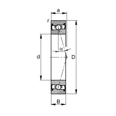 主軸軸承 HSS7006-C-T-P4S, 調(diào)節(jié)，成對(duì)安裝，接觸角 α = 15°，兩側(cè)唇密封，非接觸，加嚴(yán)公差