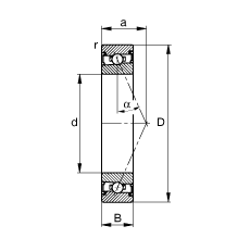 主軸軸承 HSS71926-E-T-P4S, 調(diào)節(jié)，成對安裝，接觸角 α = 25°，兩側(cè)唇密封，非接觸，限制公差