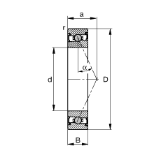 主軸軸承 HCS71912-E-T-P4S, 調(diào)節(jié)，成對或單元安裝，接觸角 α = 25°，兩側(cè)唇密封，非接觸，限制公差