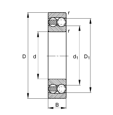 自調(diào)心球軸承 1213-TVH, 根據(jù) DIN 630 標(biāo)準(zhǔn)的主要尺寸