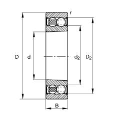 自調(diào)心球軸承 2205-K-2RS-TVH-C3, 根據(jù) DIN 630 標(biāo)準(zhǔn)的主要尺寸, 錐孔，錐度 1:12，兩側(cè)唇密封