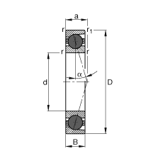 主軸軸承 HCB71901-C-T-P4S, 調(diào)節(jié)，成對(duì)或單元安裝，接觸角 α = 15°，陶瓷球，限制公差