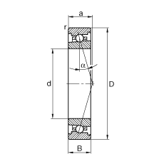 主軸軸承 HS7024-C-T-P4S, 調節(jié)，成對安裝，接觸角 α = 15°，限制公差