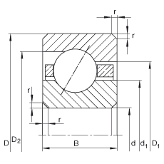 薄截面軸承 CSEG075, 角接觸球軸承，類型E，運行溫度 -54°C 到 +120°C