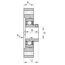 軸承座單元 FLCTEY12, 帶兩個(gè)螺栓孔的法蘭的軸承座單元，鑄鐵， 內(nèi)圈帶平頭螺釘， P 型密封，無再潤滑結(jié)構(gòu)