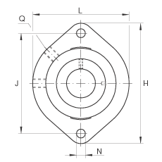 軸承座單元 GLCTE17, 帶兩個(gè)螺栓孔的法蘭的軸承座單元，鑄鐵，偏心鎖圈，P 型密封