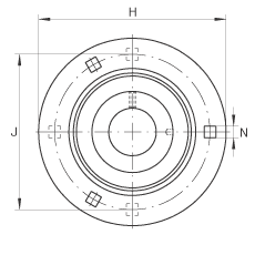 軸承座單元 RA30, 帶三個(gè)/四個(gè)螺栓孔的法蘭的軸承座單元，沖壓鋼板，偏心鎖圈，P型密封