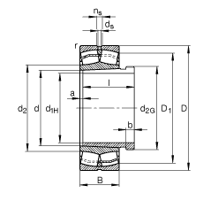 調(diào)心滾子軸承 22317-E1-K + AHX2317, 根據(jù) DIN 635-2 標(biāo)準(zhǔn)的主要尺寸, 帶錐孔和退卸套